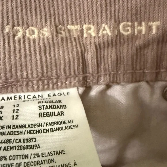 American Eagle Taupe/Mauve  Stretch Corduroy Pants size 12 - Picture 4 of 9